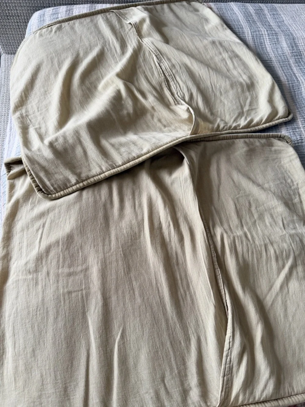 West Elm Washed Cotton Velvet Standard Shams Camel Set of 2 Pair Duo